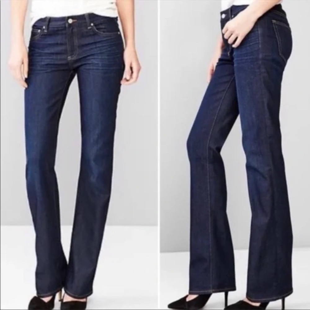 GAP 1969 Sexy Boot Mid-Rise Dark Wash Cotton Stretch Bootcut Jeans  | 31/12L